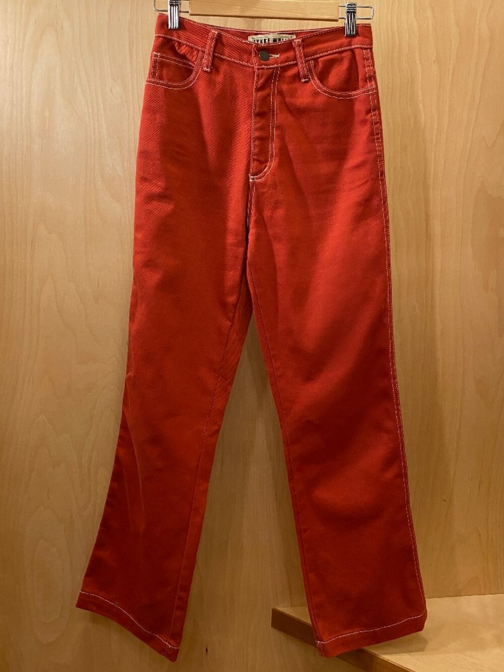 Lykke Wullf Rust Red Cotton Twill Jeans w/ Contarst Stitching - Size 26 Waist